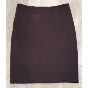 Liverpool Size 8 Chocolate Brown Knit Pencil Skirt Pull On Back Slit Secretary